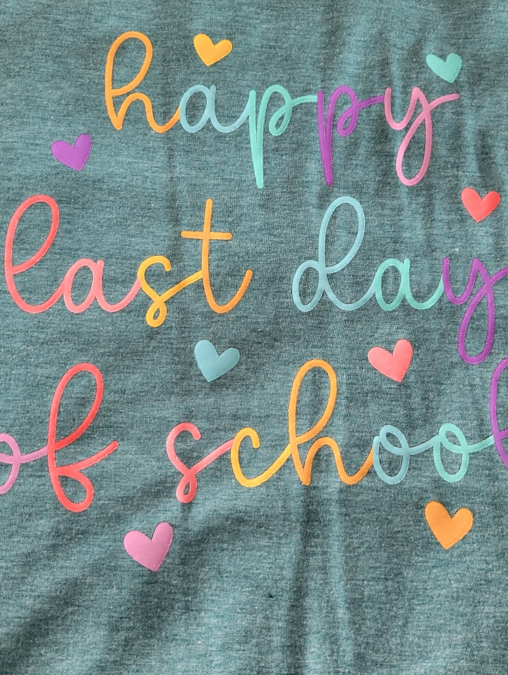 Womens XL 'Last Day Of School' Tshirt Teal - Picture 3 of 6